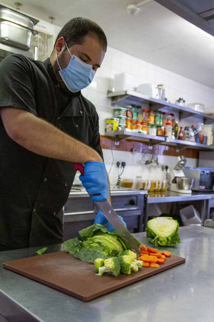 Cutting fruits and vegetables